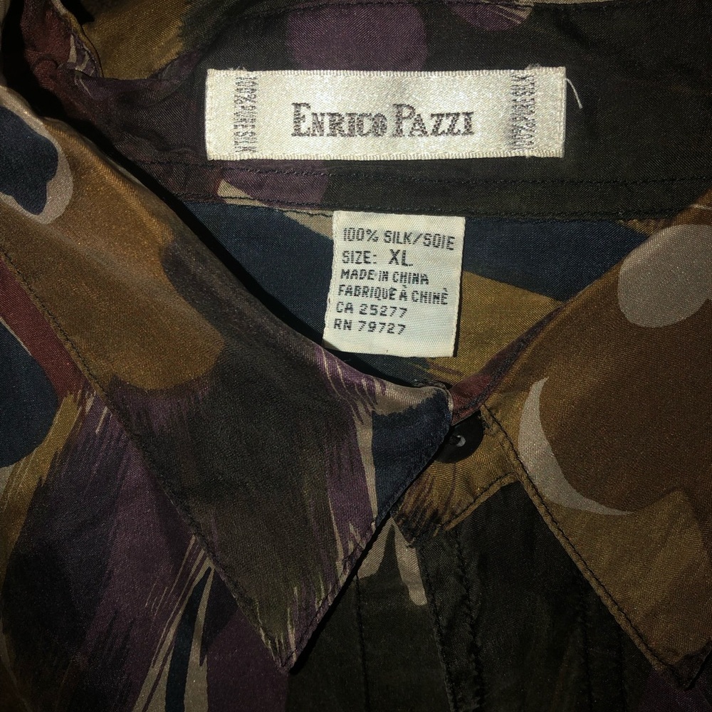 Men's Silk Button-Up Jacket in Brown & Purple